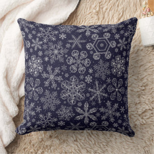 Coussin Flocons blancs sur fond bleu
