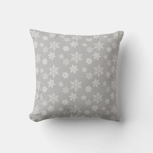 Coussin Flocons blancs sur gris