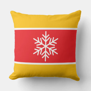 Coussin Flocons de neige à rayures rouges jaunes oranges b