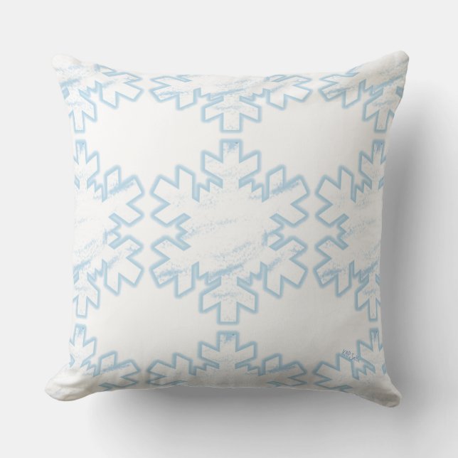 Coussin Flocons de neige (bleu/blanc) (Recto)