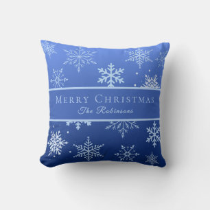Coussin Flocons de neige bleus modernes