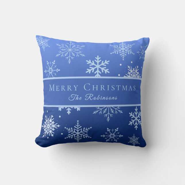 Coussin Flocons de neige bleus modernes  (Recto)