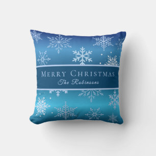 Coussin Flocons de neige bleus modernes