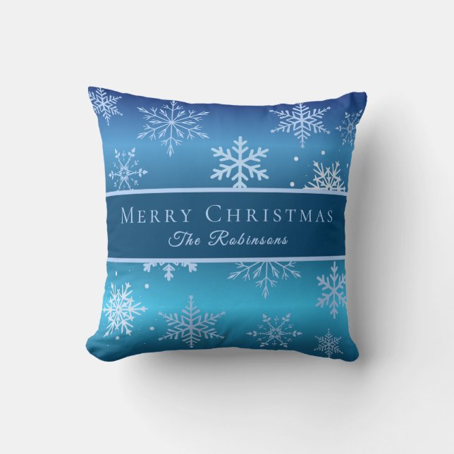 Coussin Flocons de neige bleus modernes  (Recto)