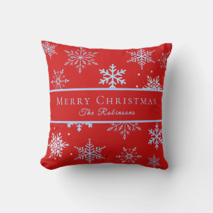Coussin Flocons de neige bleus modernes 