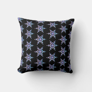 Coussin Flocons de neige, cristal iridescent pastel sur fo