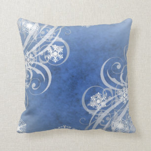 Coussin Flocons de neige de Noël bleus