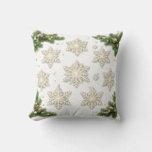 Coussin Flocons de neige élégants et Noël de pin