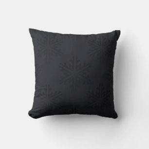 Coussin Flocons de neige noirs sur fond noir Glam vacances