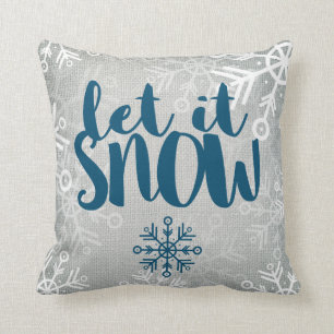Coussin Flocons de neige rustiques sur toile de jute blanc