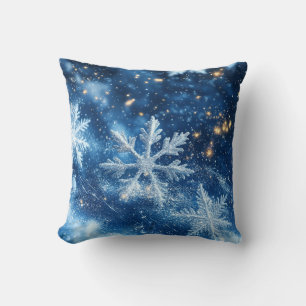 Coussin Flocons de neige scintillants de Noël d'hiver