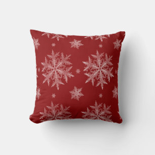 Coussin Flocons Rouges Fêtes de Noël