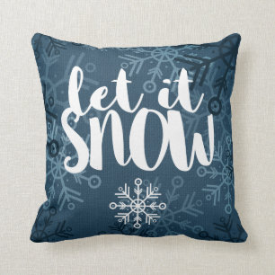 Coussin Flocons Rustiques sur Toile de Jute Bleue   Qu'il 