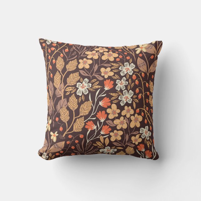 Coussin Flora d'automne : Vintage Motif sans couture (Recto)