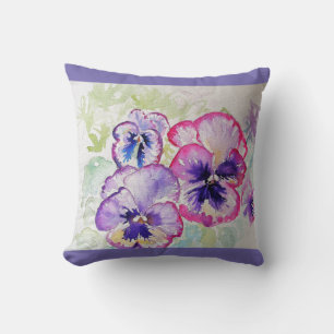 Coussin floral à fleurs violet Pansy