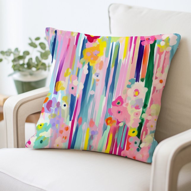 Coussin Floral Abstrait, Fleurs colorées (Créateur téléchargé)