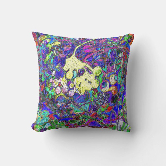 Coussin floral abstrait vibrant 1 (Recto)