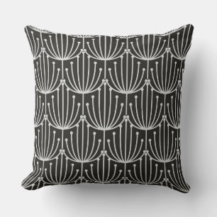 Coussin Floral Abstrait vintage en Motif noir et blanc