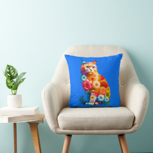Coussin Floral Amoureux des chats Chat Maman Amoureux des