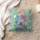 Coussin floral aquarelle Budgie Budgerigar Rose (Couverture)