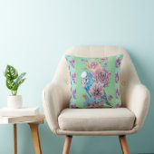 Coussin floral aquarelle Budgie Budgerigar Rose (Chaise)