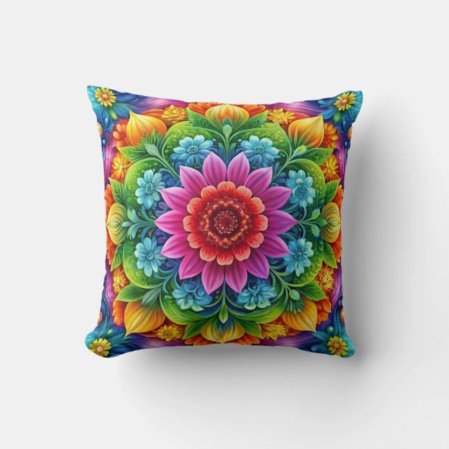 Coussin Floral arc-en-ciel (Recto)