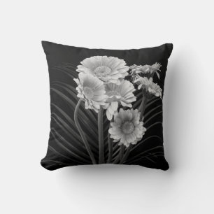Coussin Floral art encore vie détaillée monochrome mac