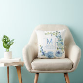 Coussin Floral Bébé Bleu Statistiques de naissance Nouveau (Chaise)