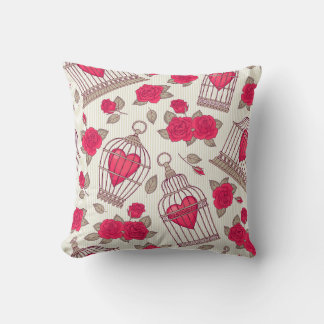 Coussin Floral Bird Cages Rose Motif
