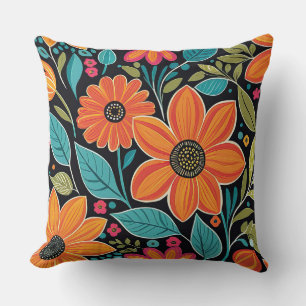 Coussin floral blanc coloré
