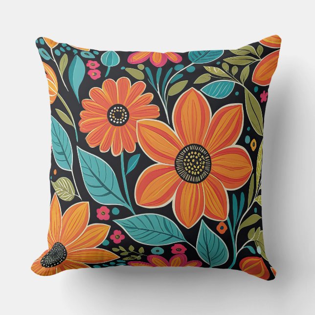 Coussin floral blanc coloré (Recto)