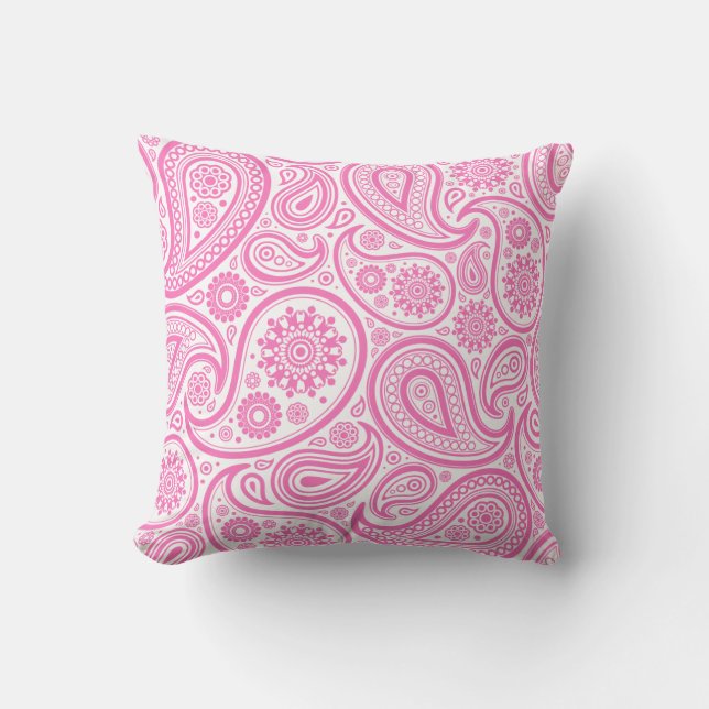 Coussin floral blanc rose de Paisley (Recto)