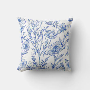 Coussin Floral bleu
