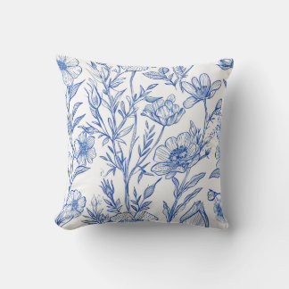 Coussin Floral bleu