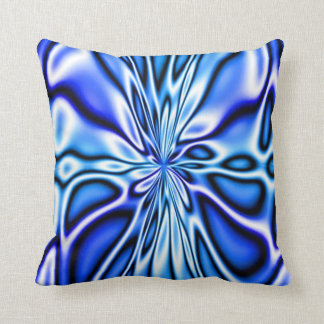 Coussin floral bleu de Mojo de fleur de fractale