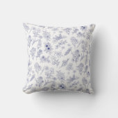 Coussin floral bleu et blanc Fleur de saison (Recto)
