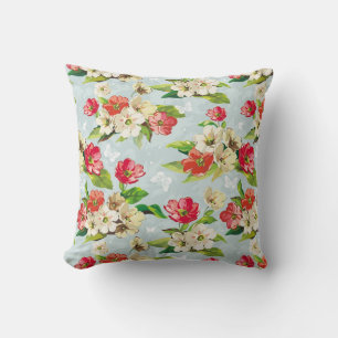 Coussin Floral bleu rouge blanc
