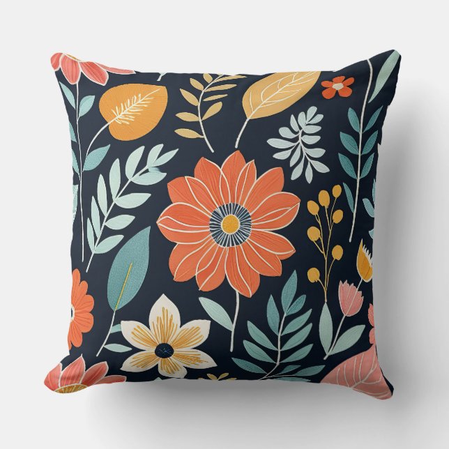 Coussin Floral Boho coloré (Recto)