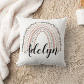 Coussin Floral Boho Rainbow Name personnalisé (Couverture)