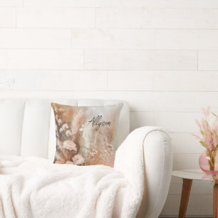 Coussin Floral Boho rose pâle