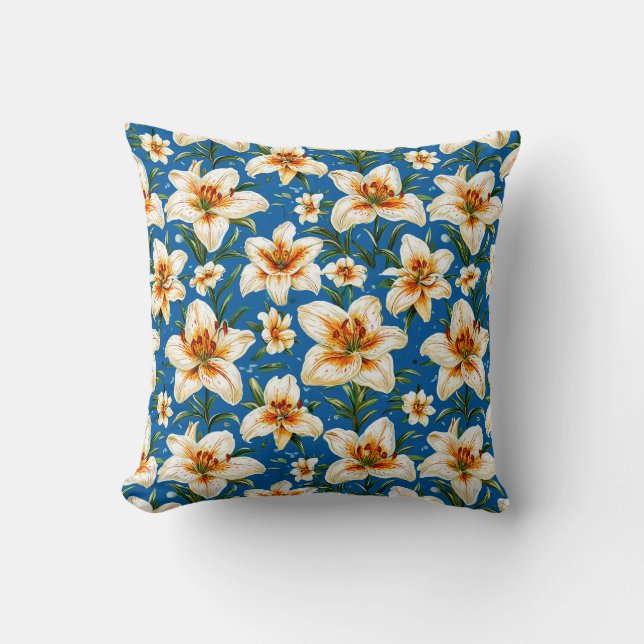 Coussin floral botanique beau de fleurs de lys (Recto)