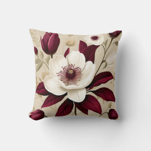 Coussin Floral Bourgogne Plante Botanique