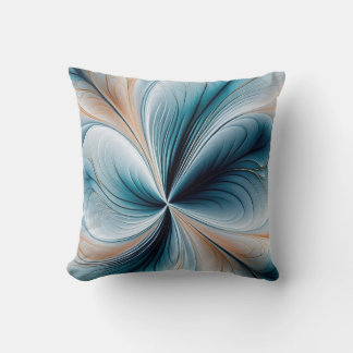Coussin Floral Cascade - Soft Teal and Gold Abstract Flow