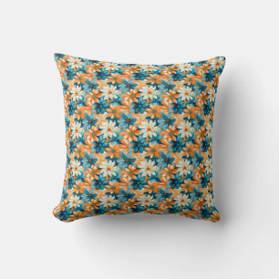 Coussin Floral coloré avec flux bleu, orange et jaune