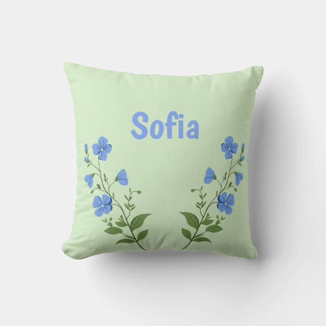 Coussin Floral daisy modern personalized cute elegant blue (Recto)