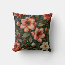 Coussin floral d'Amaryllis de Noël et d'ornement