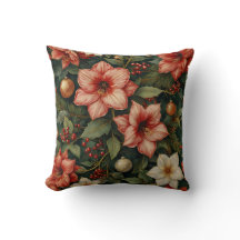 Coussin floral d'Amaryllis de Noël et d'ornement