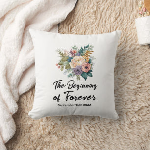 Coussin Floral date personnalisée mariage floral noir