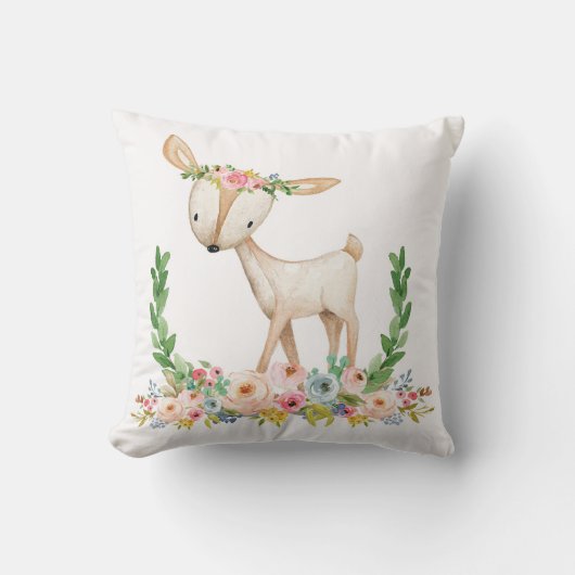 Coussin floral de crèche de bébé de cerfs communs (Recto)
