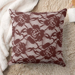 Coussin Floral de dentelle rouge de Bourgogne